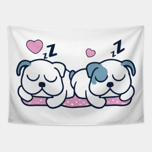 Blue French bulldog kawaii sleeping dogs Tapestry