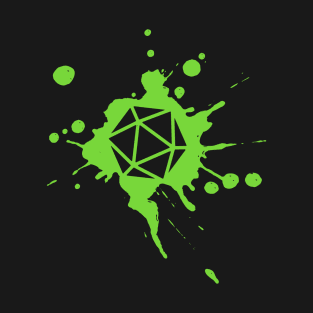 Green 20 Sided Dice Paint Splatter Spraypaint Dungeons Crawler and Dragons Slayer Tabletop RPG Addict T-Shirt