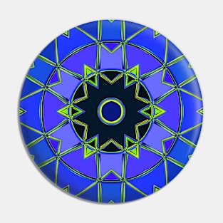 Cartoon Mandala Blue Green and Black Pin