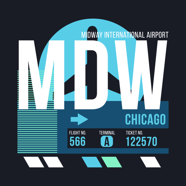 Chicago (MDW) Airport Code Baggage Tag Midway by SLAG_Creative