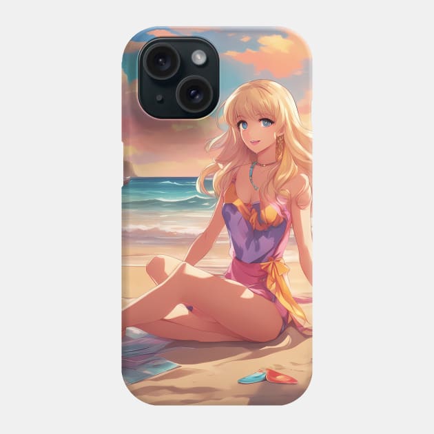 Otaku Approved Beach Anime Girl Collor View Phone Case by animegirlnft