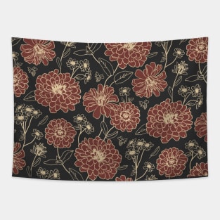 Floral pattern (zinnia, marigold, and daisy flowers) Tapestry