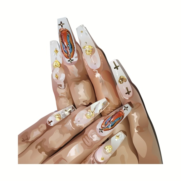 Religious Bling Guadalupe Nails Art by emiliapapaya