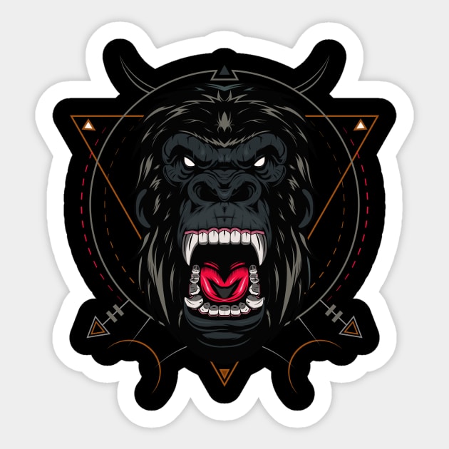 Ferocious Gorilla Head - Vinyl Sticker Graphic - Sticker Decal