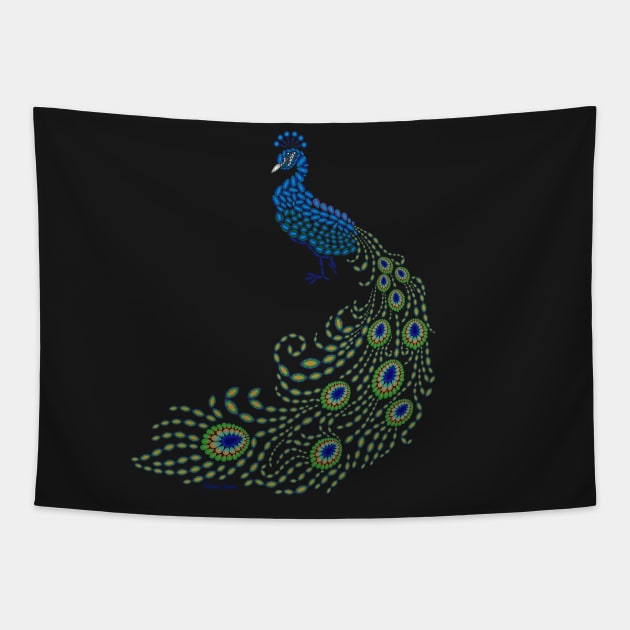 Jeweled Peacock Tapestry by artsytoocreations