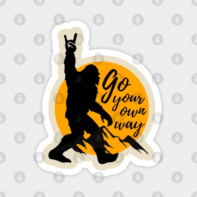 Bigfoot, go your own way Magnet by Teessential