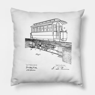 Electric railway system vintage patent drawing Pillow