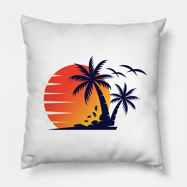 Summer sunset holidays design giftidea Pillow by Maxs