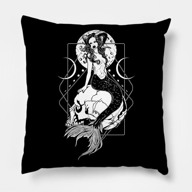 Creepy Mermaid Pillow by Von Kowen