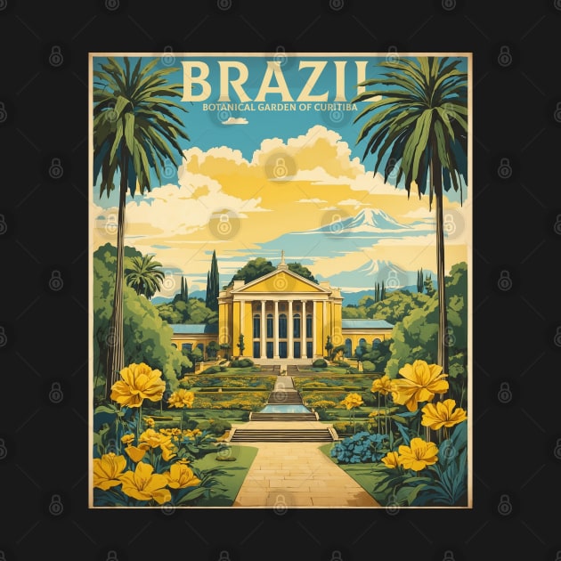 Botanical Garden of Curitiba Brazil Vintage Tourism Travel Poster by TravelersGems