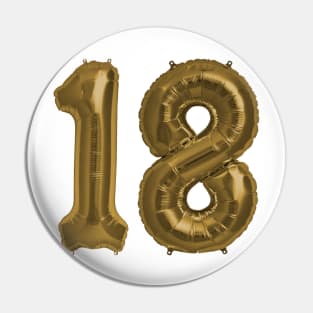 Bronze 18th Birthday Metallic Helium Balloons Numbers Pin