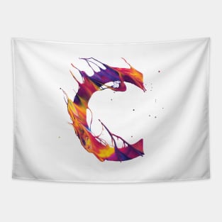 Colorful Painted Initial Letter C Tapestry