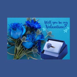 Will You Be My Valentine?  Ring and Flowers T-Shirt