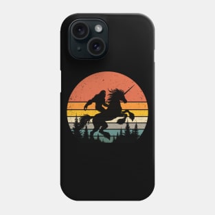 Bigfoot Riding Unicorn Horse Vintage Sunset Mythical Creatures Phone Case