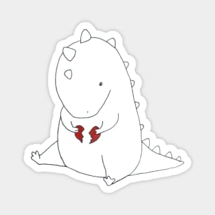 hand drawing «A sad little dinosaur with a broken heart» Magnet