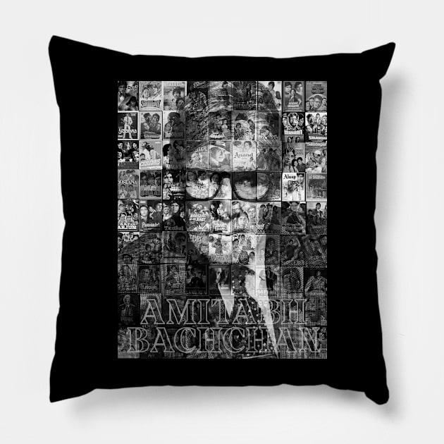Amitabh Bachchan Collage sticker Pillow by SAN ART STUDIO 