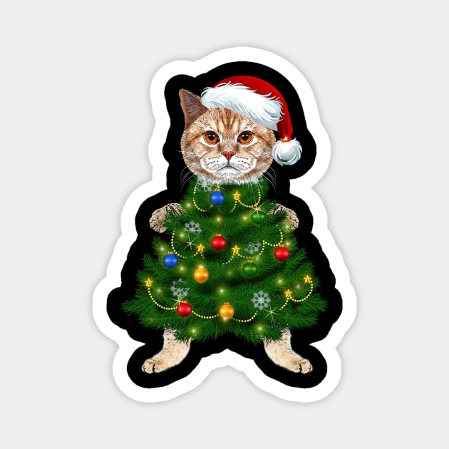 Santa Maine Coon Cat Christmas Tree Light Funny Xmas Cat Magnet by johnbbmerch