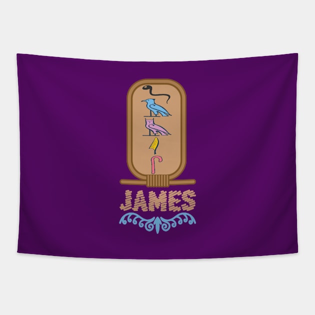 JAMES-American names in hieroglyphic letters-James, name in a Pharaonic Khartouch-Hieroglyphic pharaonic names Tapestry by egygraphics