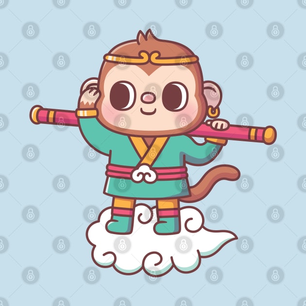 Cute Monkey Sun Wukong On Flying Cloud by rustydoodle