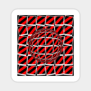 Red and black 3D design in the style of David Hockney with GLASS SPHERE Magnet