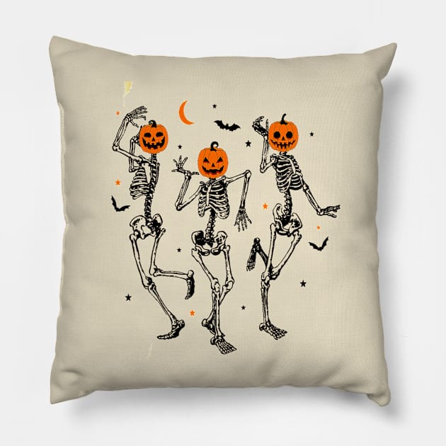 Dancing Skeleton Pumpkin Pillow by Angelikagerber