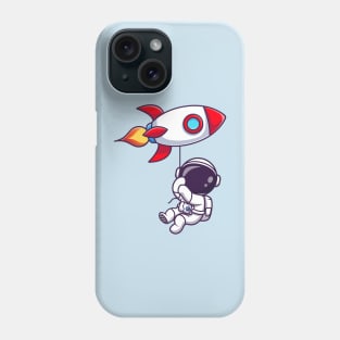 Cute Astronaut Floating With Rocket Balloon Phone Case