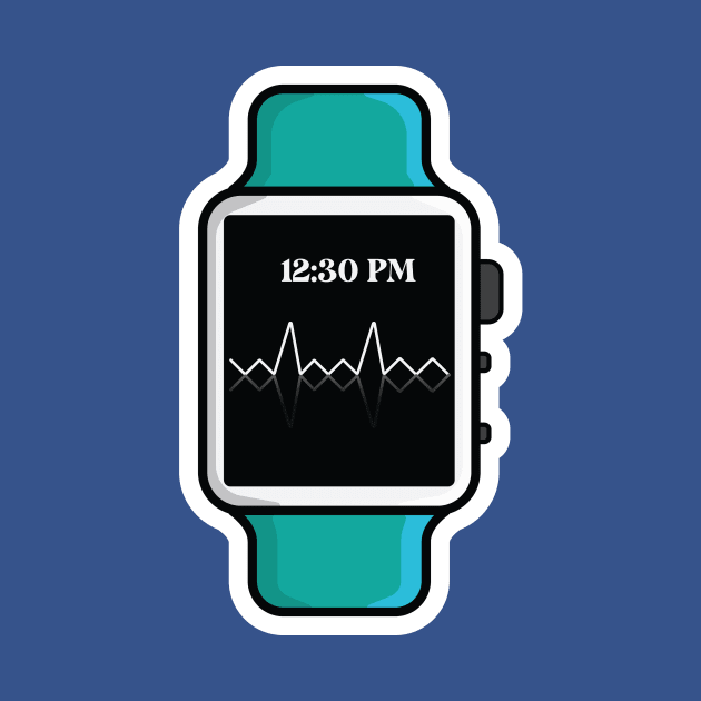 Smart Watch with Straps Sticker design vector illustration. Technology object icon concept. Smart technology device symbol sticker vector design with shadow. by AlviStudio