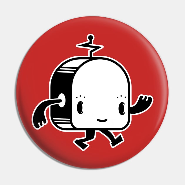 Retro Walking Robot Mascot Pin by CC0hort