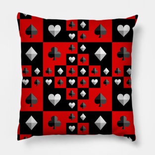 Card symbols on red and black patterns Pillow