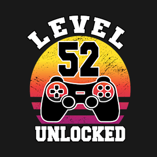 level 52 unlocked 52 Years Old retro 80s 52nd Birthday gamer T-Shirt