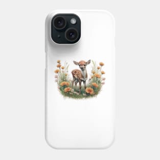 fawn in a field of flowers Phone Case