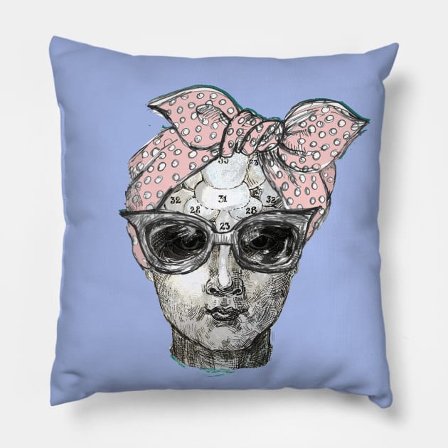 Phrenology head with scarf. Pillow by FanitsaArt