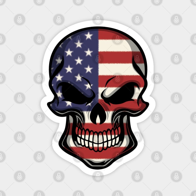 FLAG OF THE USA ON SKULL EMBLEM Magnet by VERXION