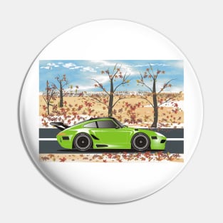 SuperCar on Desert Road during Autumn  - Lime Green Pin