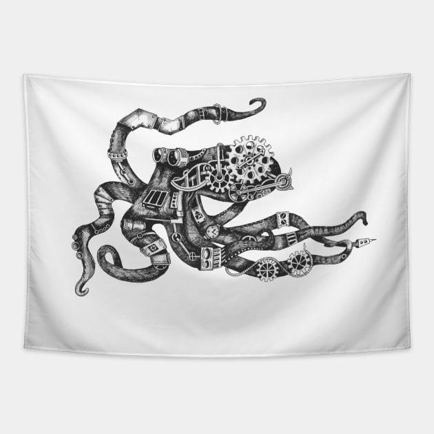 Fletcher the Steampunk Octopus Tapestry by Squidoodle