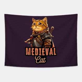 Medieval Cat: Armored Warrior Kitten Tapestry