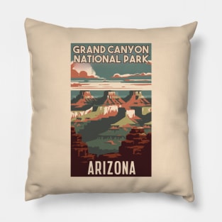 A Vintage Travel Art of the Grand Canyon National Park - Arizona - US Pillow