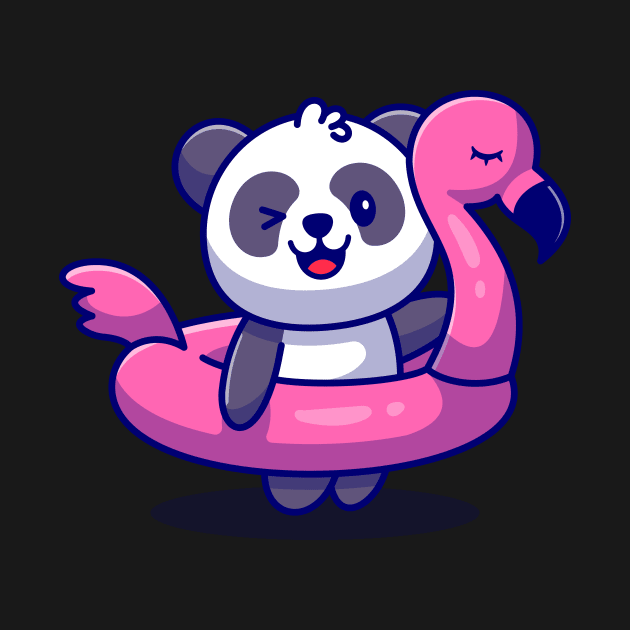 Cute Panda With Flamingo Tires Cartoon by Catalyst Labs