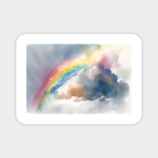 Rainbows and clouds - Watercolour - 01 Magnet