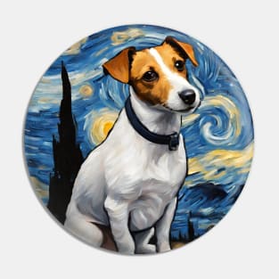 Jack Russell Terrier Dog Breed Painting in a Van Gogh Starry Night Art Style Pin