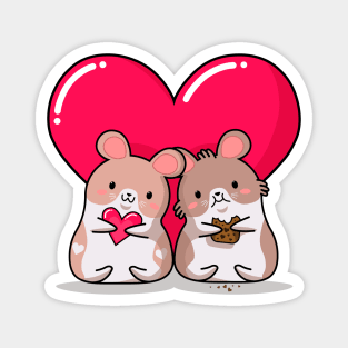 kawaii style, lovers mice, Valentine's day, cute kawaii mice. Magnet