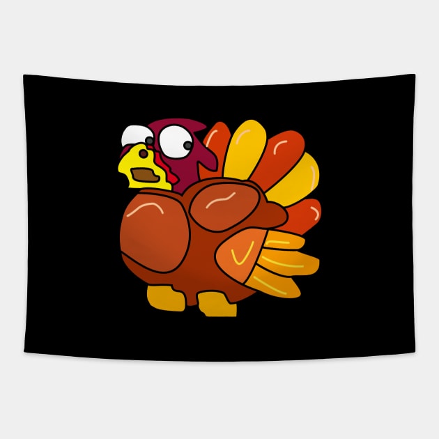 Chicken Turkey (eyes looking down right and facing the left side) - Thanksgiving Tapestry by LAST-MERCH