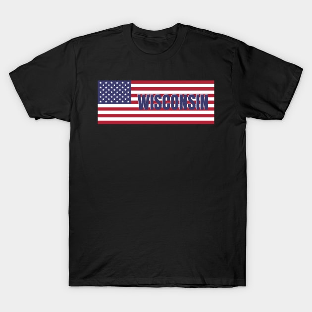 Wisconsin State American Flag T-Shirt Wisconsin State American Flag T-Shirt
