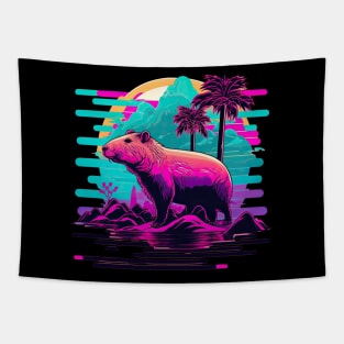 Vaporwave Capybara Tapestry