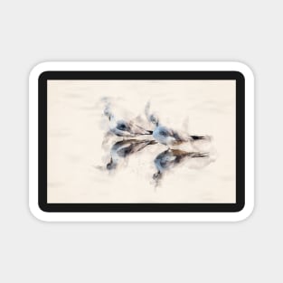 Gull Duo Watercolor Portrait Magnet