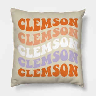 Clemson Retro Wave Font Design Pillow