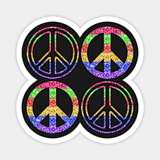 Faux Glitter Rainbow Peace Signs Pattern Magnet