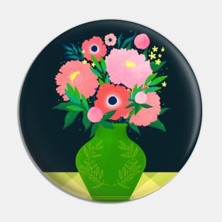 Green vase with flowers and laurel crown Pin