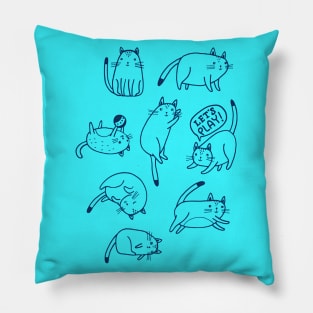 Cute Cats In Different Posses - Cat Lover Cute Design Pillow