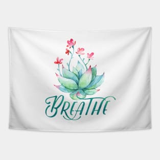 Watercolor succulent breathe yoga Tapestry